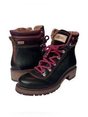 PIKOLINOS Aspe Leather Zip Hiker Red Laced Boots Women’s EU 39 US 8.5